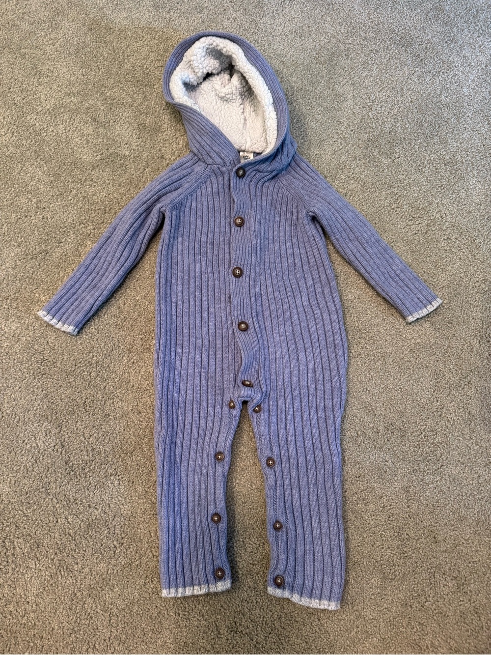 Baby Bgosh Knit Romper Kids 24 Mo Purple Blue Hooded Sherpa Ribbed One Piece